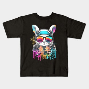 Celebrate Chinese New Year with a Colorful DJ Rabbit Portrait Kids T-Shirt